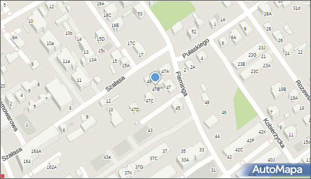 Warszawa, Fleminga Aleksandra, 47B, mapa Warszawy