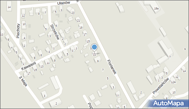 Woźniki, Florianek, 11, mapa Woźniki