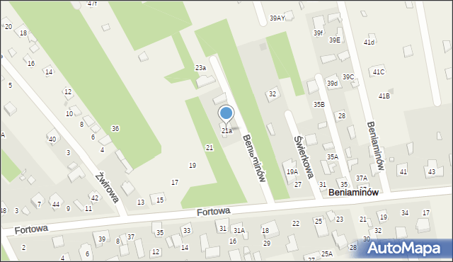 Beniaminów, Fortowa, 21a, mapa Beniaminów