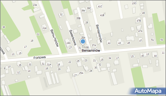 Beniaminów, Fortowa, 33, mapa Beniaminów