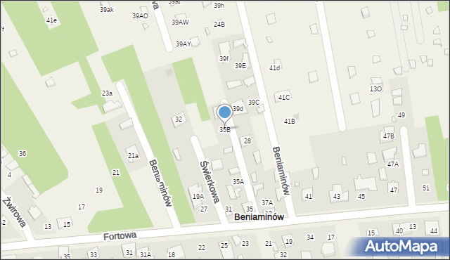 Beniaminów, Fortowa, 35B, mapa Beniaminów