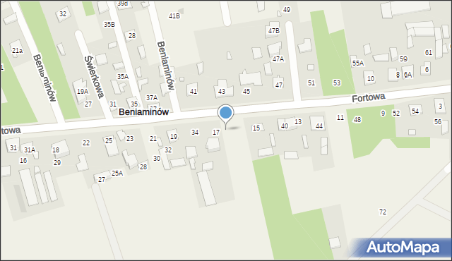 Beniaminów, Fortowa, 36, mapa Beniaminów