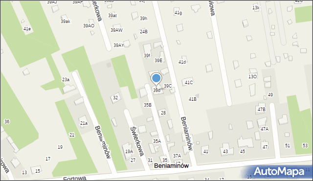 Beniaminów, Fortowa, 39d, mapa Beniaminów