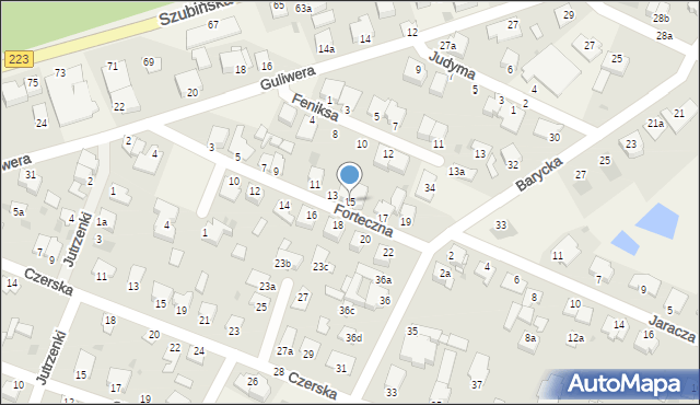 Białe Błota, Forteczna, 15, mapa Białe Błota