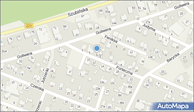 Białe Błota, Forteczna, 7, mapa Białe Błota