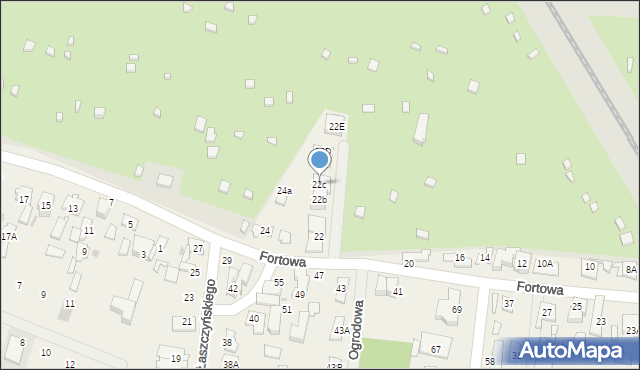 Blizne Łaszczyńskiego, Fortowa, 22c, mapa Blizne Łaszczyńskiego