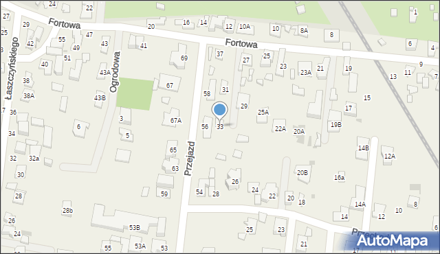 Blizne Łaszczyńskiego, Fortowa, 33, mapa Blizne Łaszczyńskiego