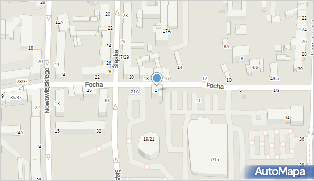 Częstochowa, Focha Ferdynanda, marsz., 17, mapa Częstochowy