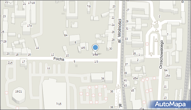 Częstochowa, Focha Ferdynanda, marsz., 4/6a, mapa Częstochowy