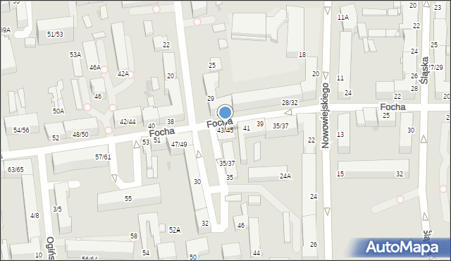 Częstochowa, Focha Ferdynanda, marsz., 43/45, mapa Częstochowy