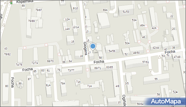 Częstochowa, Focha Ferdynanda, marsz., 69, mapa Częstochowy