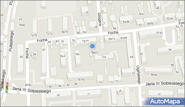 Częstochowa, Focha Ferdynanda, marsz., 75A, mapa Częstochowy