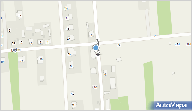 Dębe, Forteczna, 8, mapa Dębe