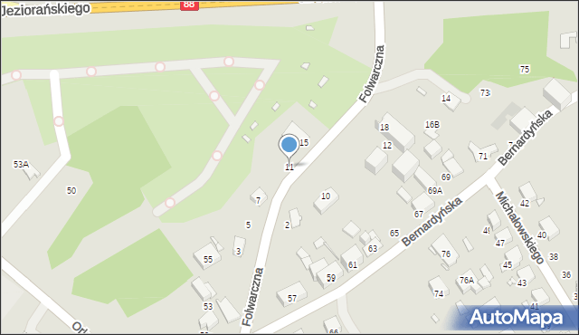 Gliwice, Folwarczna, 11, mapa Gliwic