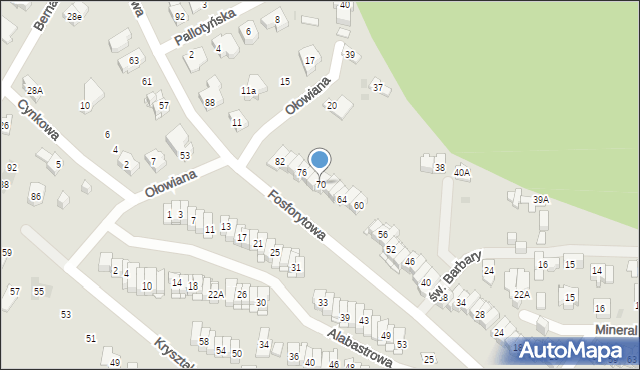 Kielce, Fosforytowa, 70, mapa Kielc