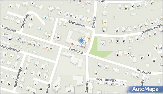 Kraków, Forteczna, 51a, mapa Krakowa