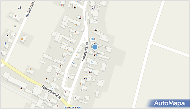 Krowiarki, Folwarczna, 16, mapa Krowiarki