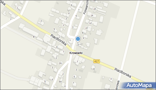 Krowiarki, Folwarczna, 2, mapa Krowiarki