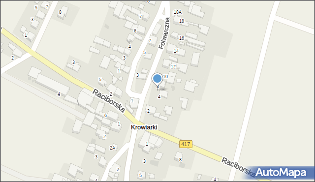 Krowiarki, Folwarczna, 6, mapa Krowiarki