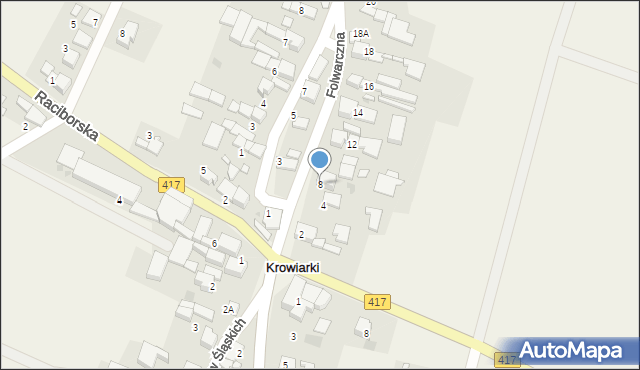 Krowiarki, Folwarczna, 8, mapa Krowiarki