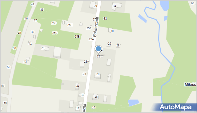 Miłość, Folwarczna, 22, mapa Miłość