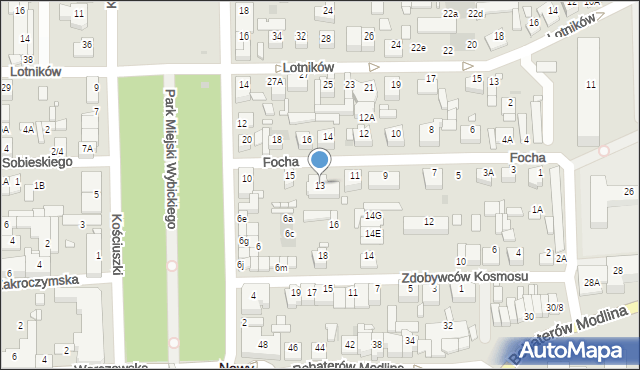 Nowy Dwór Mazowiecki, Focha Ferdynanda, marsz., 13, mapa Nowy Dwór Mazowiecki
