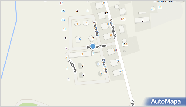 Pawłowice, Folwarczna, 1, mapa Pawłowice