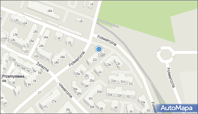 Poznań, Folwarczna, 22b, mapa Poznania