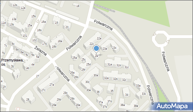 Poznań, Folwarczna, 24, mapa Poznania