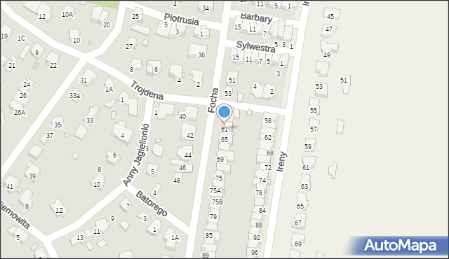 Pruszków, Focha Ferdynanda, marsz., 61, mapa Pruszków