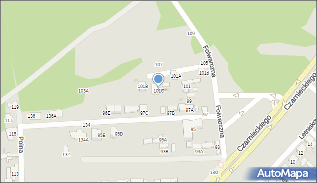 Radom, Folwarczna, 101C, mapa Radomia
