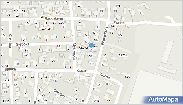 Radom, Folwarczna, 55, mapa Radomia