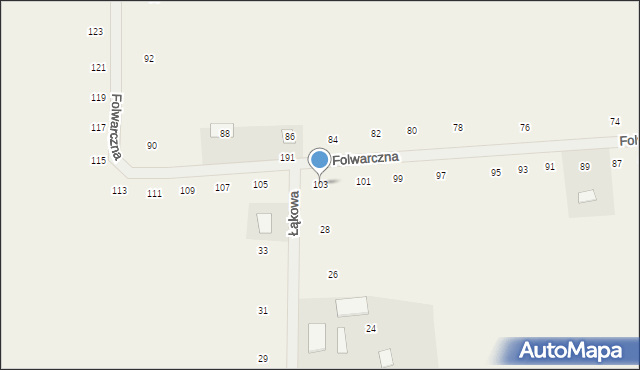 Różanka, Folwarczna, 103, mapa Różanka