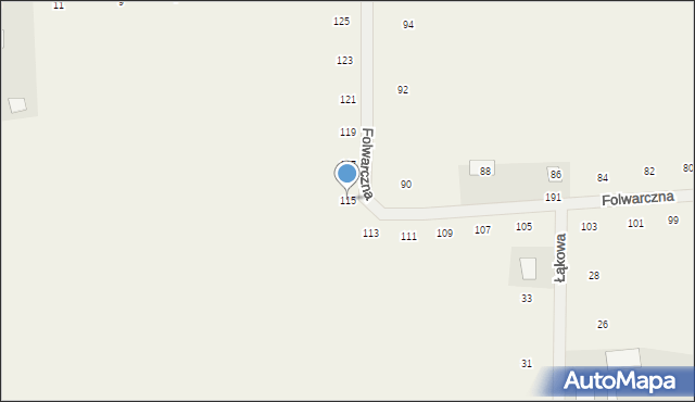 Różanka, Folwarczna, 115, mapa Różanka