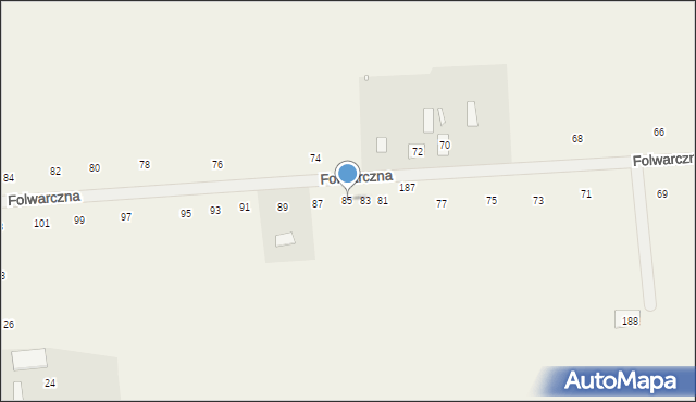 Różanka, Folwarczna, 85, mapa Różanka