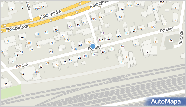 Warszawa, Fortuny, 17A, mapa Warszawy