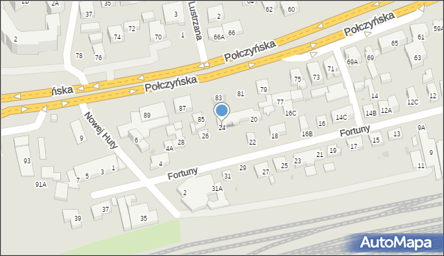 Warszawa, Fortuny, 24, mapa Warszawy