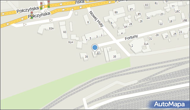 Warszawa, Fortuny, 37A, mapa Warszawy
