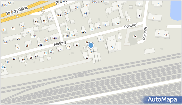 Warszawa, Fortuny, 9, mapa Warszawy