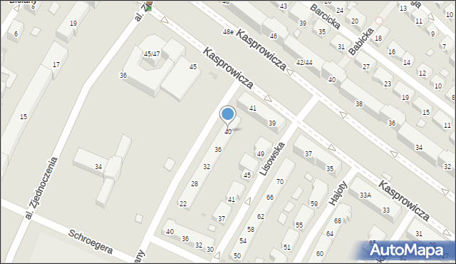 Warszawa, Fontany Antoniego, 40, mapa Warszawy