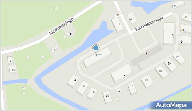 Warszawa, Fort Piłsudskiego, 3, mapa Warszawy