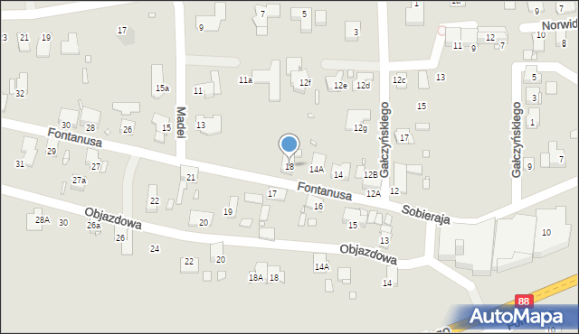 Zabrze, Fontanusa Walerego, prof., 18, mapa Zabrza