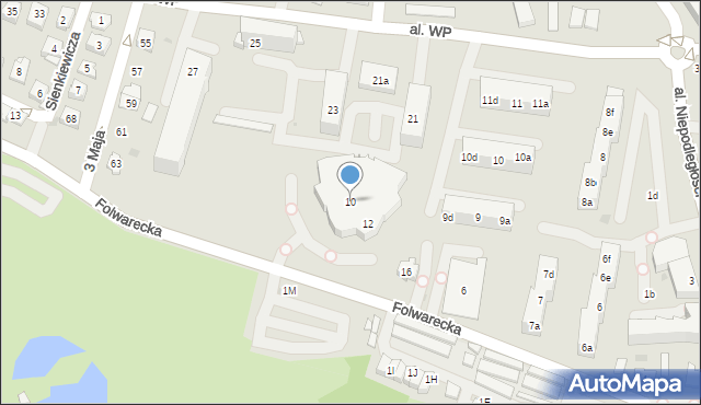 Żory, Folwarecka, 10, mapa Żor