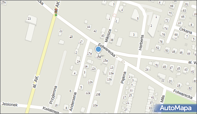 Żory, Folwarecka, 15e, mapa Żor