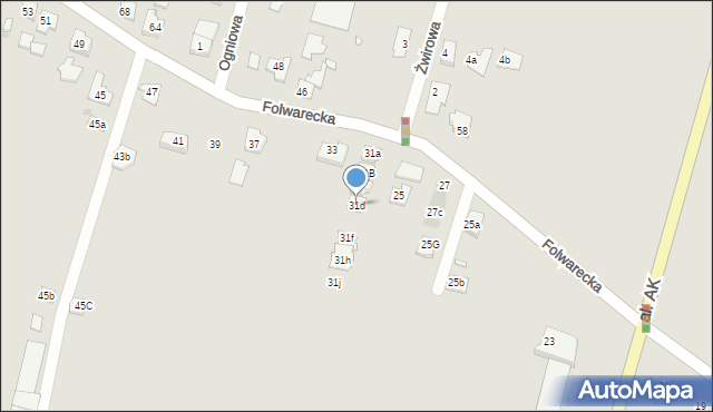 Żory, Folwarecka, 31d, mapa Żor