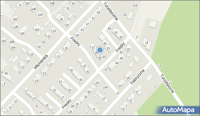 Andrespol, Fredry Aleksandra, 51, mapa Andrespol