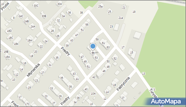 Andrespol, Fredry Aleksandra, 55, mapa Andrespol