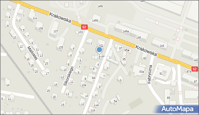 Andrychów, Franciszka Żwirki i Stanisława Wigury, 2, mapa Andrychów