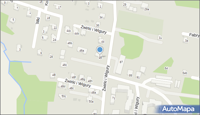 Andrychów, Franciszka Żwirki i Stanisława Wigury, 46, mapa Andrychów
