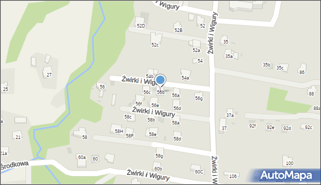 Andrychów, Franciszka Żwirki i Stanisława Wigury, 56b, mapa Andrychów